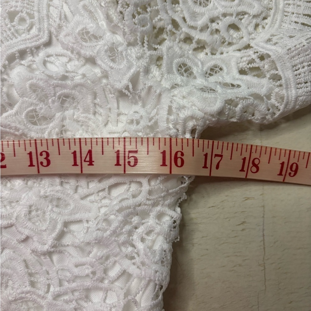Lulus Angel in Disguise White Lace Fit Flare Dress Short Sleeve Size Medium New - Picture 5 of 7